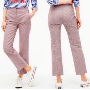 NWT J Crew Hayden kickout crop pant in bi-stretch cotton in navy & red gingham